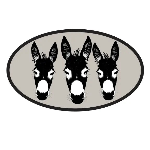 3 Donkeys Car Sticker