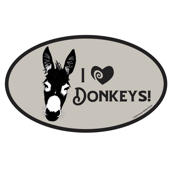 I Love Donkeys Car Sticker